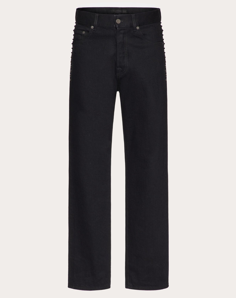 Pantalone In Denim Con Borchie Black Untitled