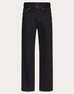 Pantalone In Denim Con Borchie Black Untitled