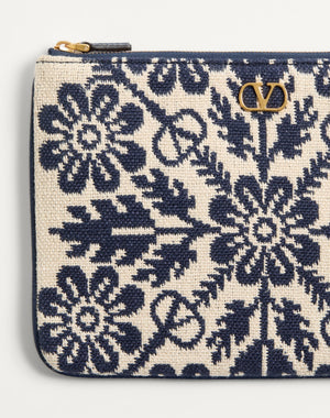 Pochette Vlogo Signature In Tessuto Jacquard Con Motivo Floreale