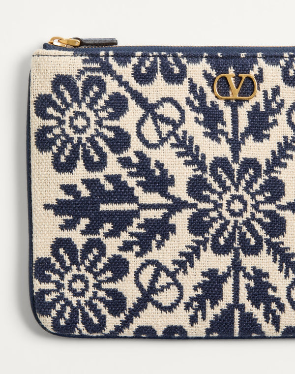 Pochette Vlogo Signature In Tessuto Jacquard Con Motivo Floreale