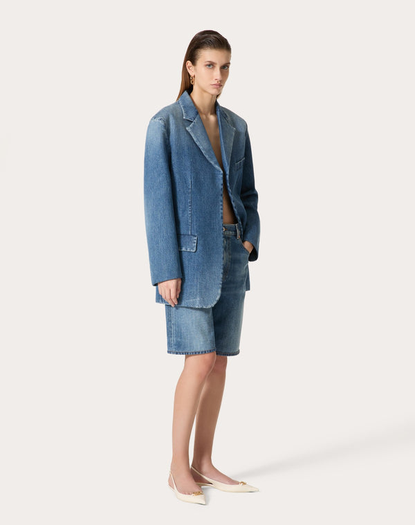 Giacca In Medium Blue Denim 