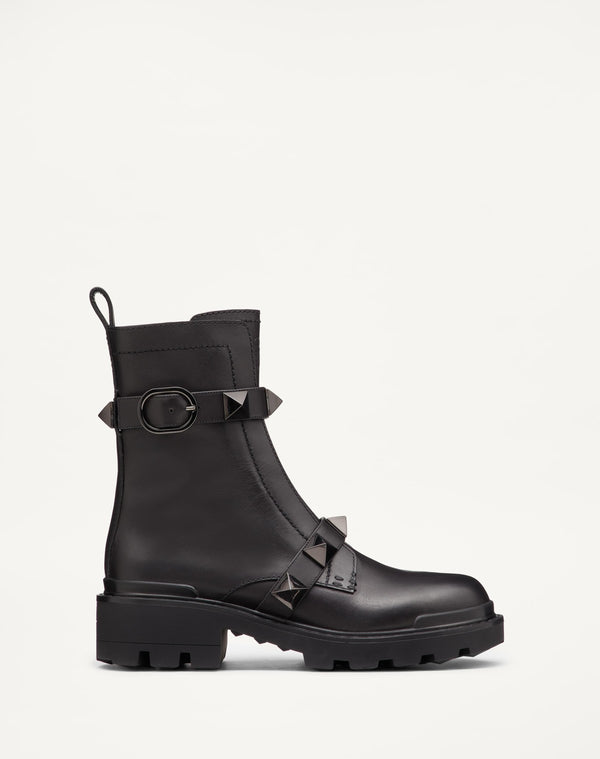 Combat Boot Roman Stud In Vitello E Borchie In Tono 40Mm