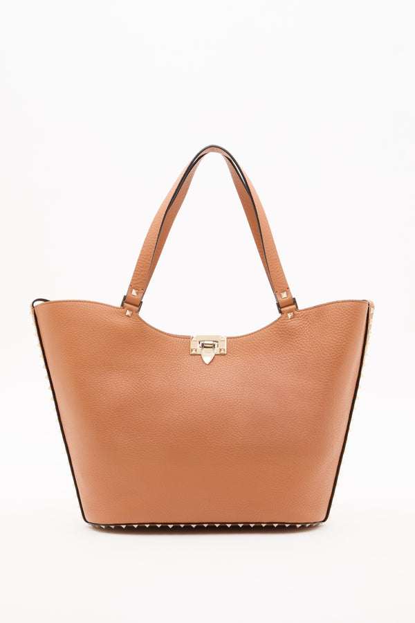 BORSA SHOPPING ROCKSTUD IN VITELLO GRANATO