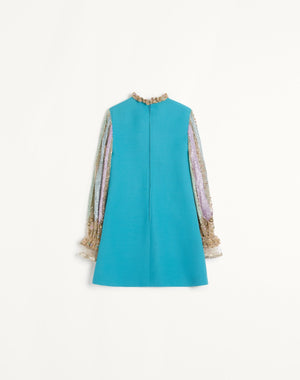 Abito Corto In Crepe Couture Ricamato
