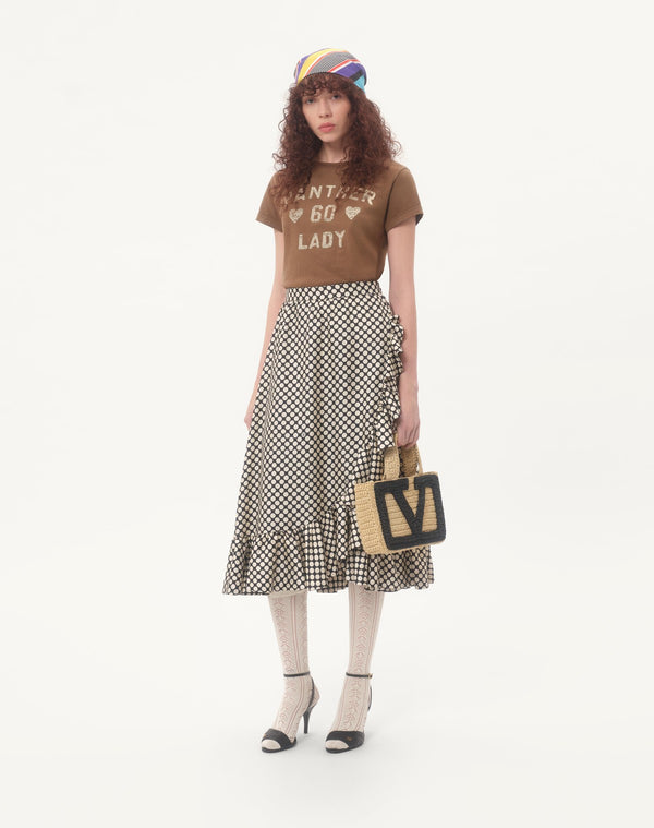 Gonna Midi In Twill Stampa Plus De Pois