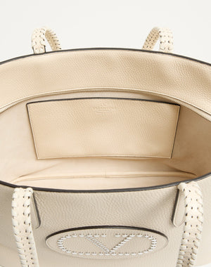 Borsa Shopping Valentino Garavani Nellcôte In Vitello Granato