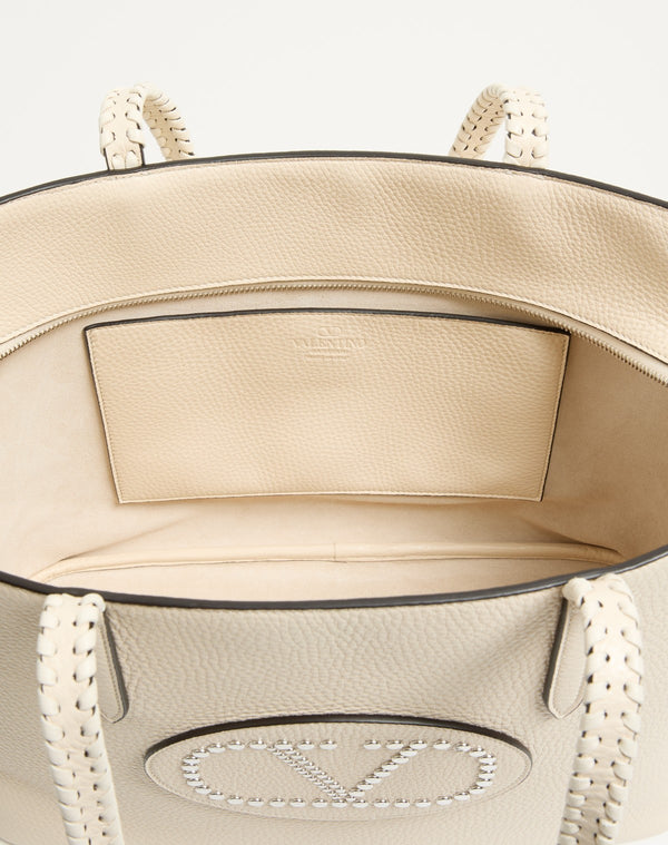 Borsa Shopping Valentino Garavani Nellcôte In Vitello Granato