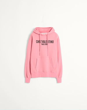Felpa In Cotone Con Cappucco E Stampa Chez Valentino