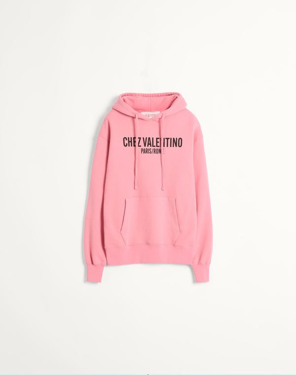 Felpa In Cotone Con Cappucco E Stampa Chez Valentino