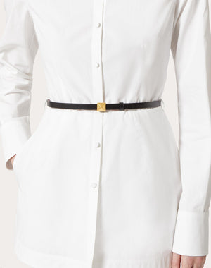 Cintura Reversibile Valentino Garavani One Stud In Vitello Lucido 12 Mm