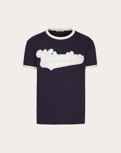 T-Shirt In Cotone Con Patch Valentino Ricamato
