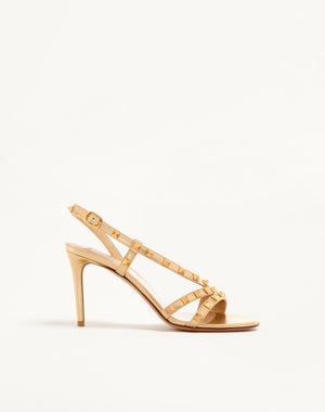 Sandalo Rockstud In Nappa Laminata 85Mm
