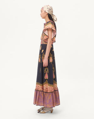 Abito Midi In Mussola Cotone Mix Stampe  