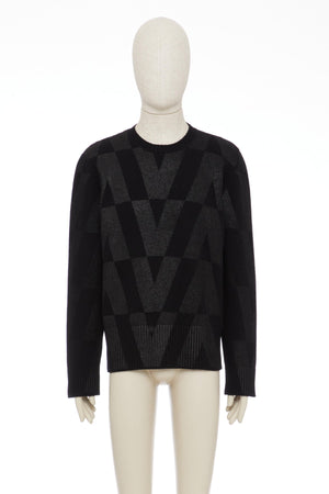 Maglia Girocollo In Lana Con Stampa Macro Optical Valentino