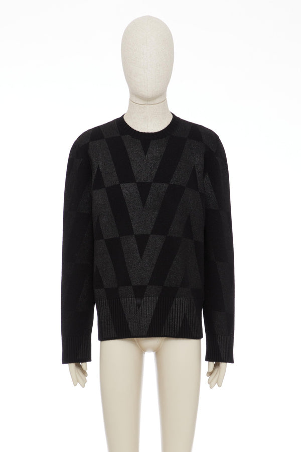 Maglia Girocollo In Lana Con Stampa Macro Optical Valentino