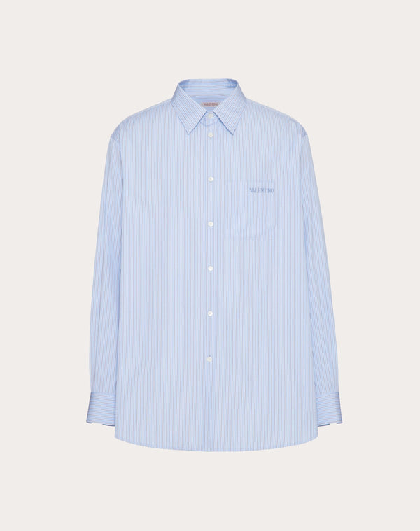 Camicia Manica Lunga In Cotone Con Ricamo Valentino