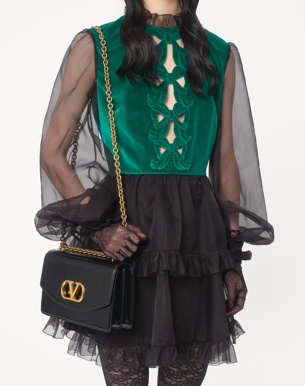 Abito Corto In Organza Ricamato