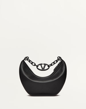 Hobo Piccola Vlogo Moon Bag In Vitello Granato Con Catena