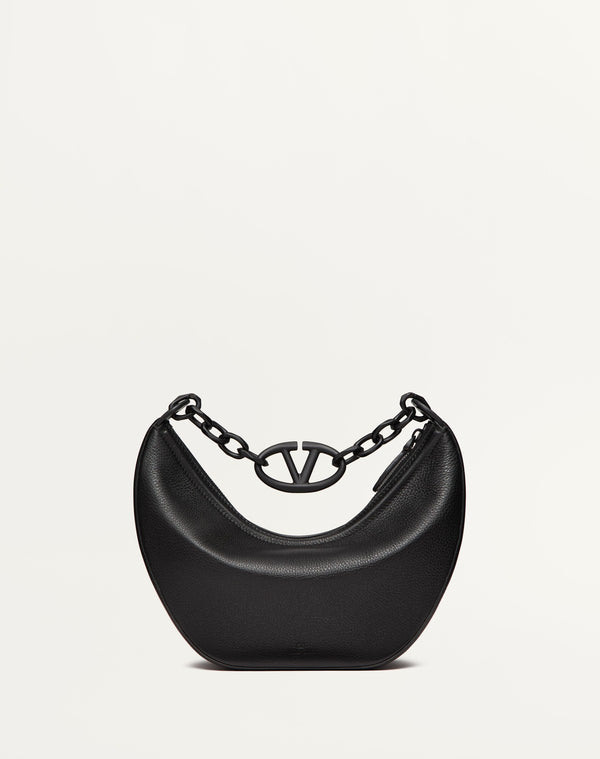 Hobo Piccola Vlogo Moon Bag In Vitello Granato Con Catena