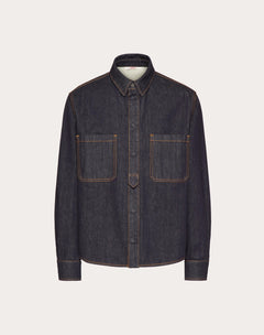 Camicia In Denim Con Etichetta Sartoriale Maison Valentino
