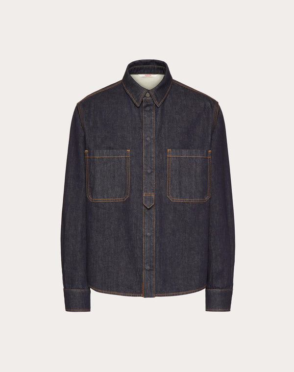 Camicia In Denim Con Etichetta Sartoriale Maison Valentino