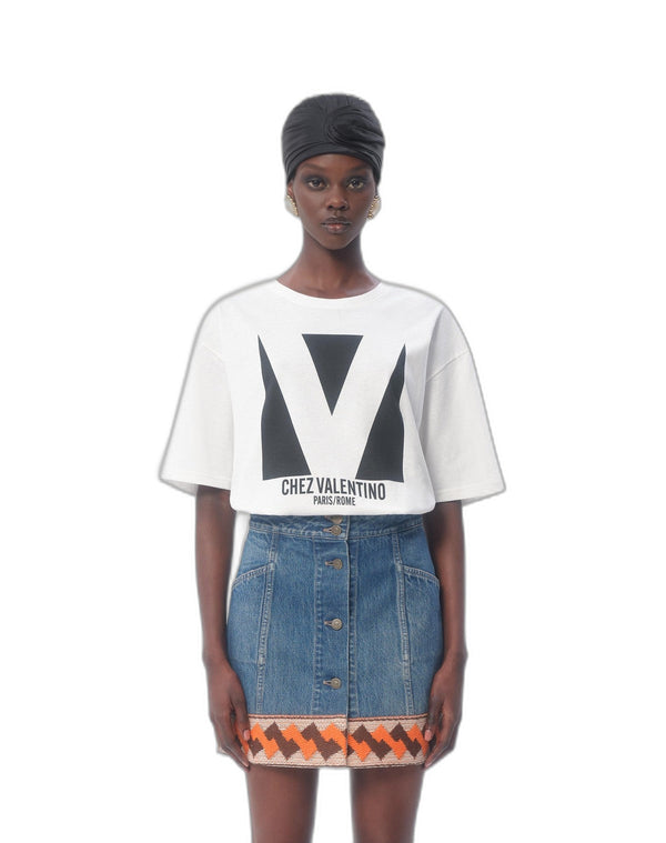 T-Shirt In Jersey Cotton Con Stampa Chez Valentino