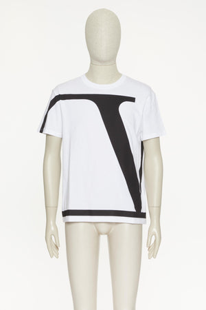 T-Shirt In Cotone Con V Logo Signature