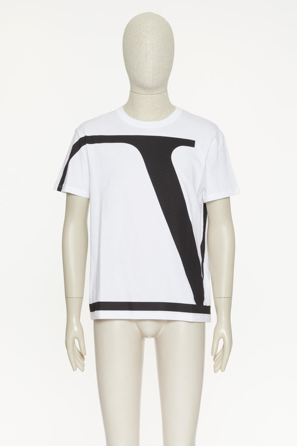 T-Shirt In Cotone Con V Logo Signature
