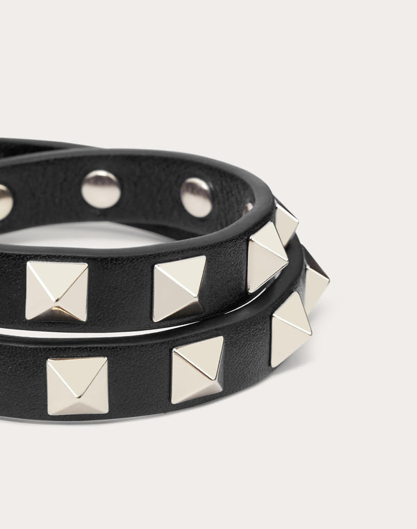 Bracciale Rockstud In Vitello A Doppio Giro