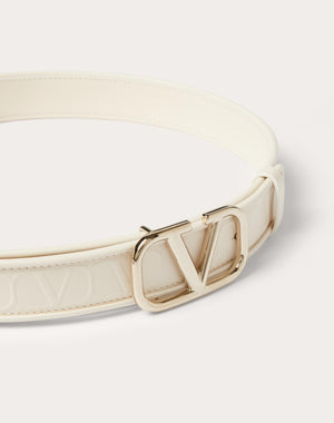 Cintura Valentino Garavani Leather Toile Iconographe  In Vitello 30 Mm