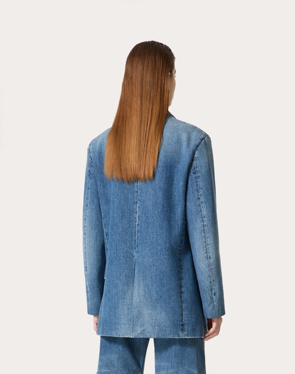 Giacca In Medium Blue Denim 