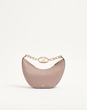 Hobo Piccola Vlogo Moon Bag In Vitello Granato Con Catena