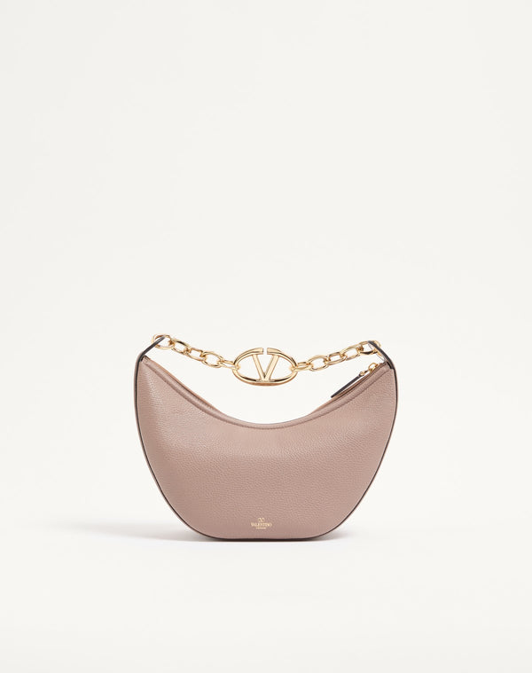 Hobo Piccola Vlogo Moon Bag In Vitello Granato Con Catena