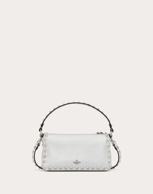 Borsa Piccola A Tracolla Rockstud In Vitello Granato Metallizzato 