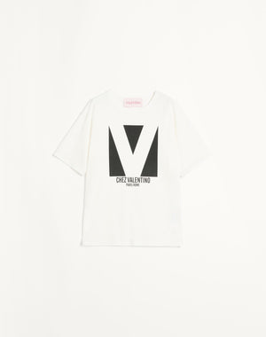T-Shirt In Jersey Cotton Con Stampa Chez Valentino