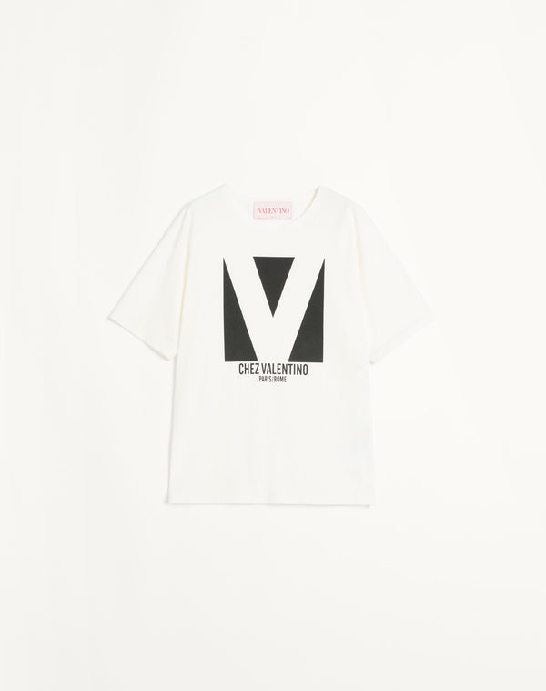 T-Shirt In Jersey Cotton Con Stampa Chez Valentino