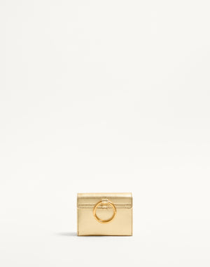 Portacarte con catena Vlogo Signature in vitello granato metallizzato