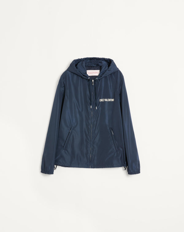 Giacca A Vento Con Cappuccio In Nylon Con Stampa Chez Valentino