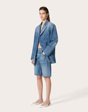Bermuda In Medium Blue Denim Riserva 