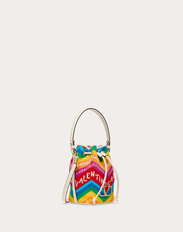 Mini Borsa A Secchiello Valentino Garavani Escape In Canvas Con Stampa Chevron24