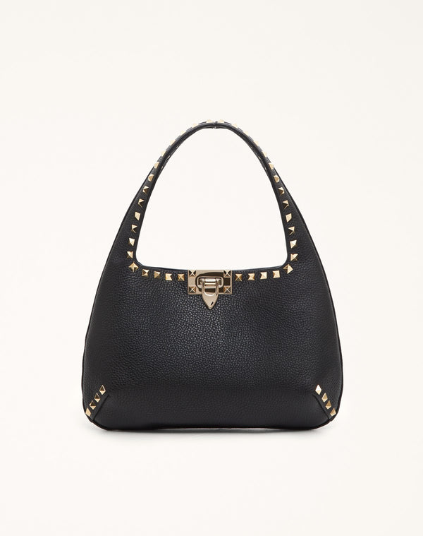 BORSA HOBO PICCOLA ROCKSTUD IN VITELLO GRANATO