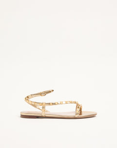 Sandalo Rockstud In Nappa Laminata
