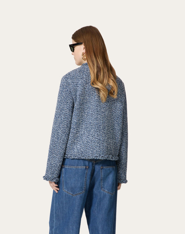 Giacca In Denim Textured Tweed 