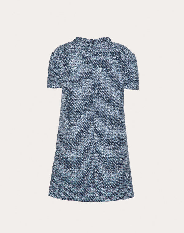 Abito Corto In Denim Textured Tweed