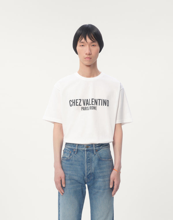T-Shirt In Cotone Con Stampa Chez Valentino