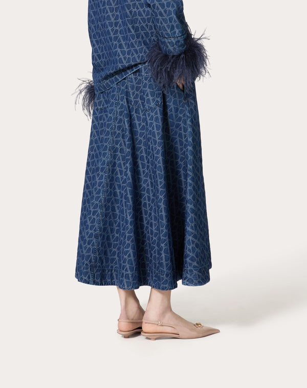 Gonna Midi In Denim Toile Iconographe Medium Blue 