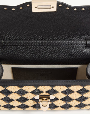 Borsa Piccola A Tracolla Valentino Garavani Rockstud Ricamata In Rafia