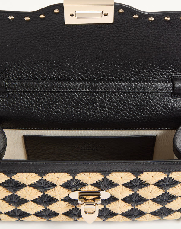 Borsa Piccola A Tracolla Valentino Garavani Rockstud Ricamata In Rafia