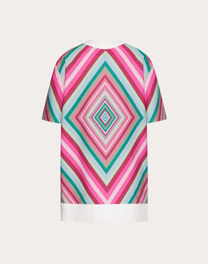 Abito Corto In Popeline Valentino Rhombus 75 Foulard 