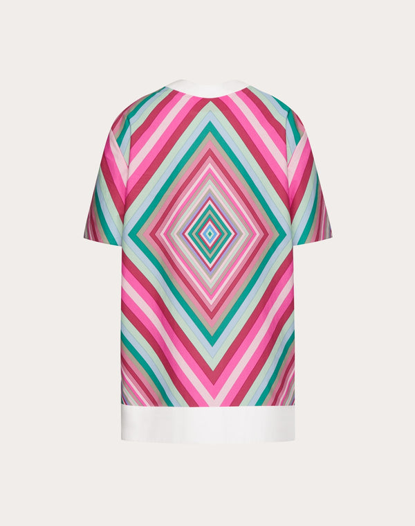 Abito Corto In Popeline Valentino Rhombus 75 Foulard 